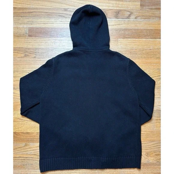 Lauren Ralph Lauren Petite Hoodie Women's P/L Heavy Knit Full Zip Black - Picture 5 of 5